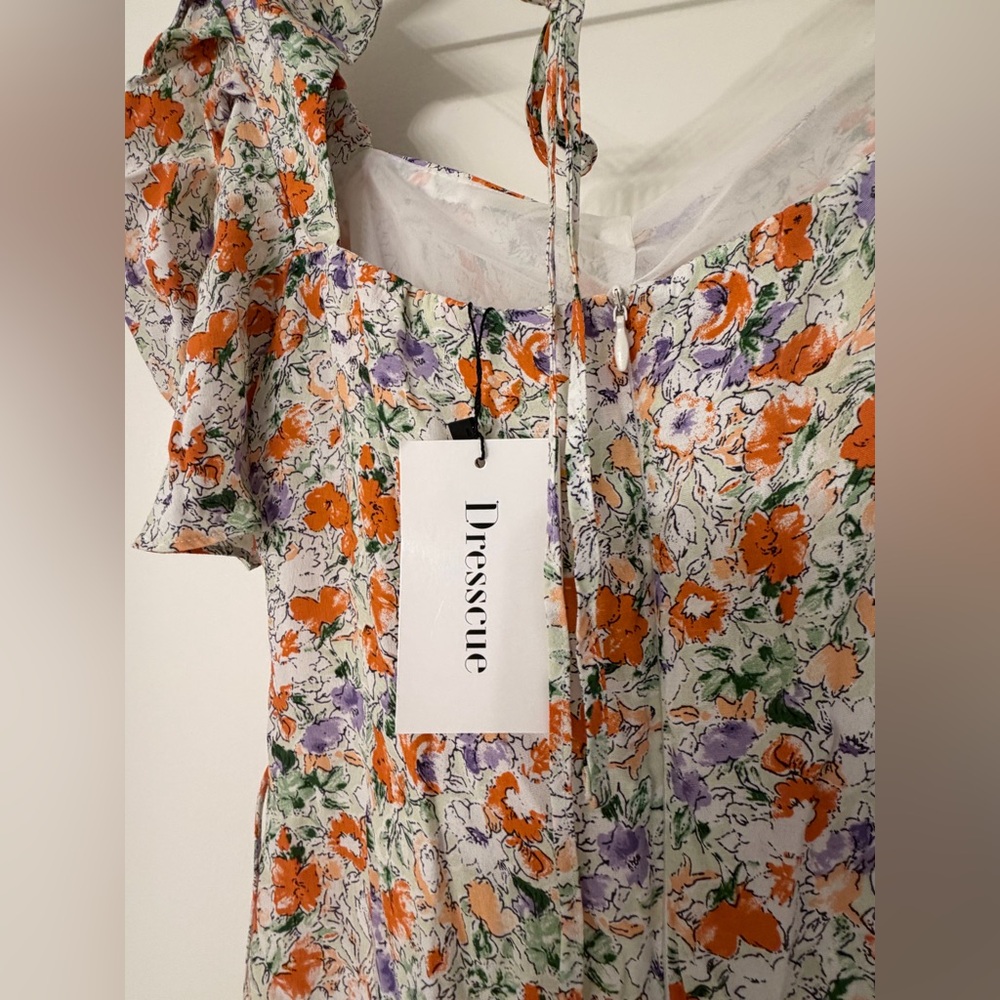 Dresscue Floral Dress with Orange and Purple Flowers